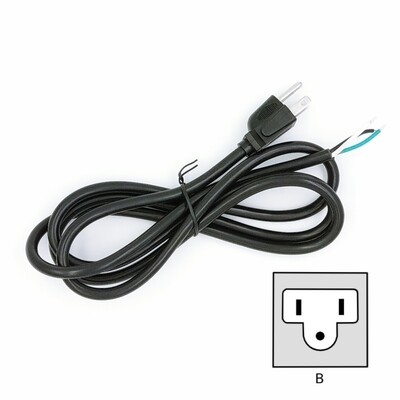 Power Cord, AC Power Plug, Type B, USA, NEMA 5-15 grounded