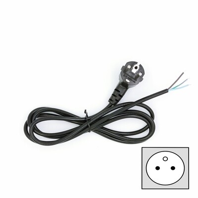 Power Cord, AC Power Plug, Type E, EU