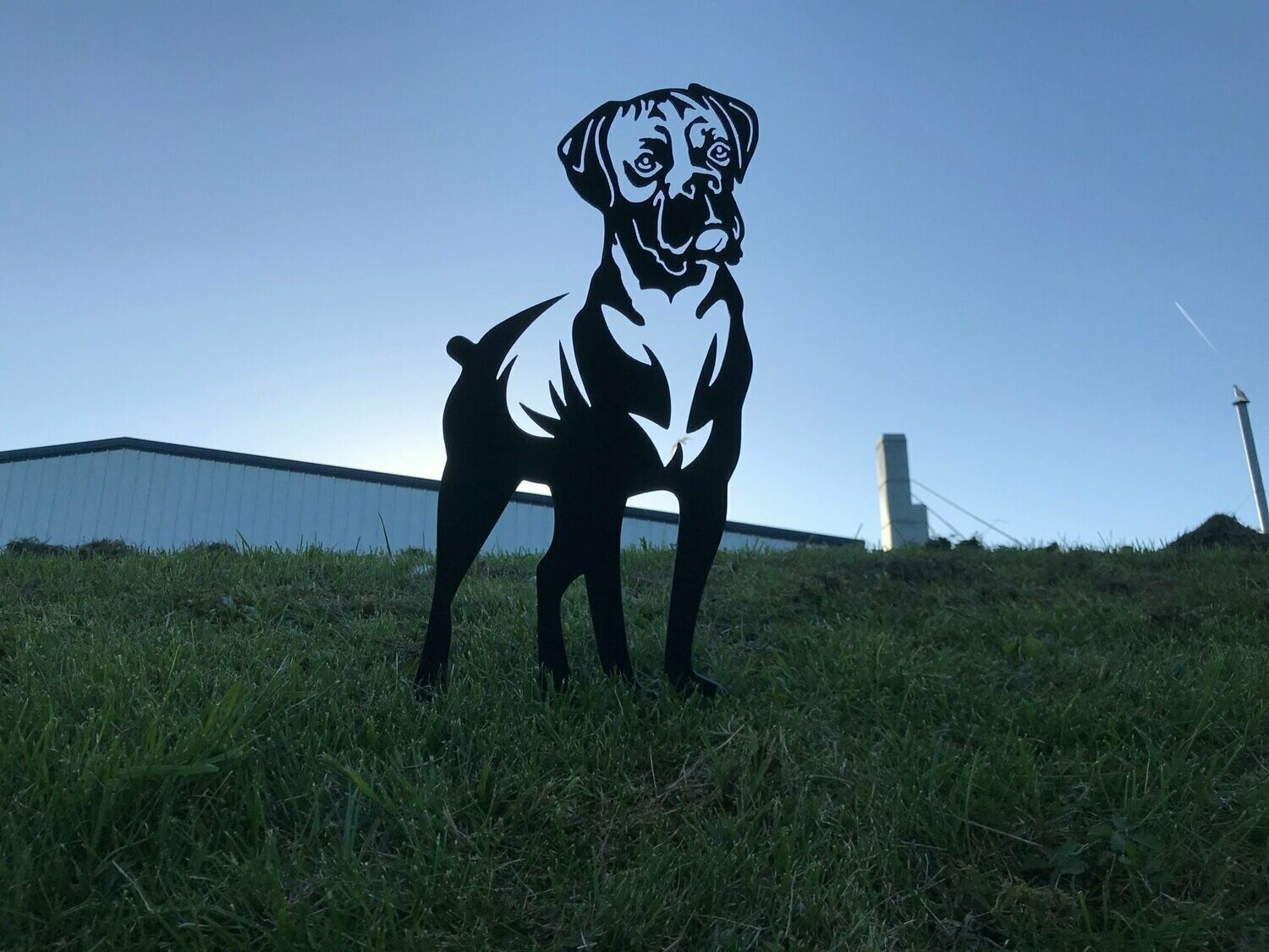 Boxer Dog Metal Garden Art