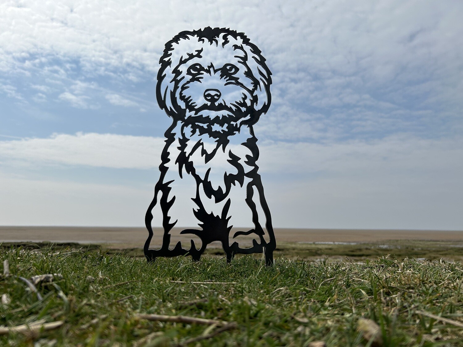 Cavapoo Metal Dog Silhouette Garden Art