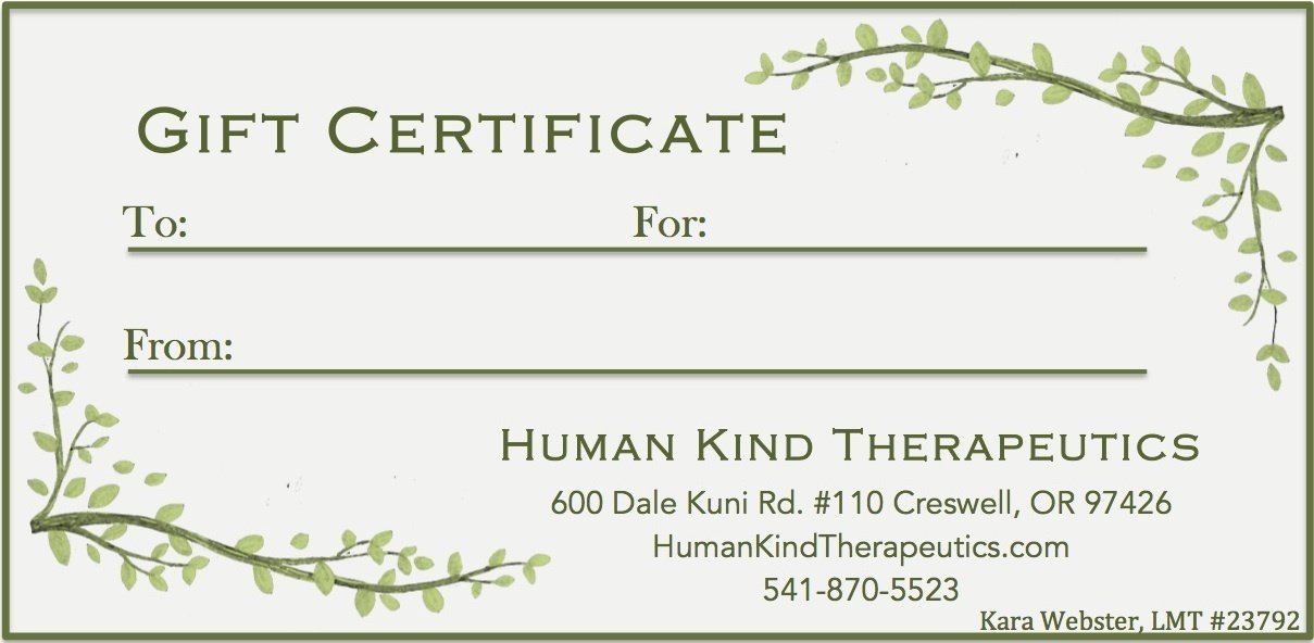 Printable Massage Gift Certificates