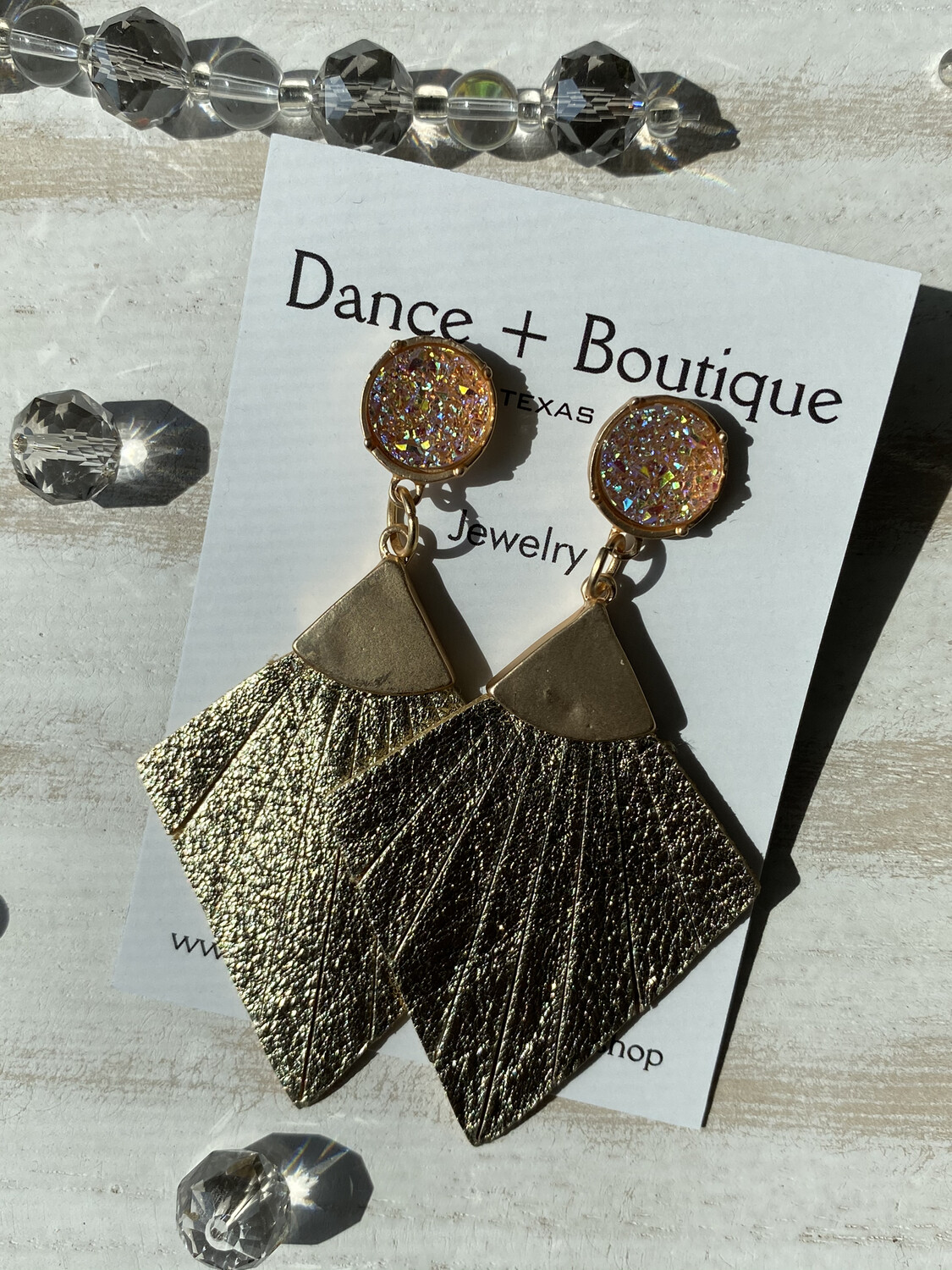 African Gold Leather Earrings