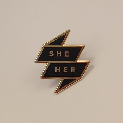 Pronoun Badge - She/Her Black