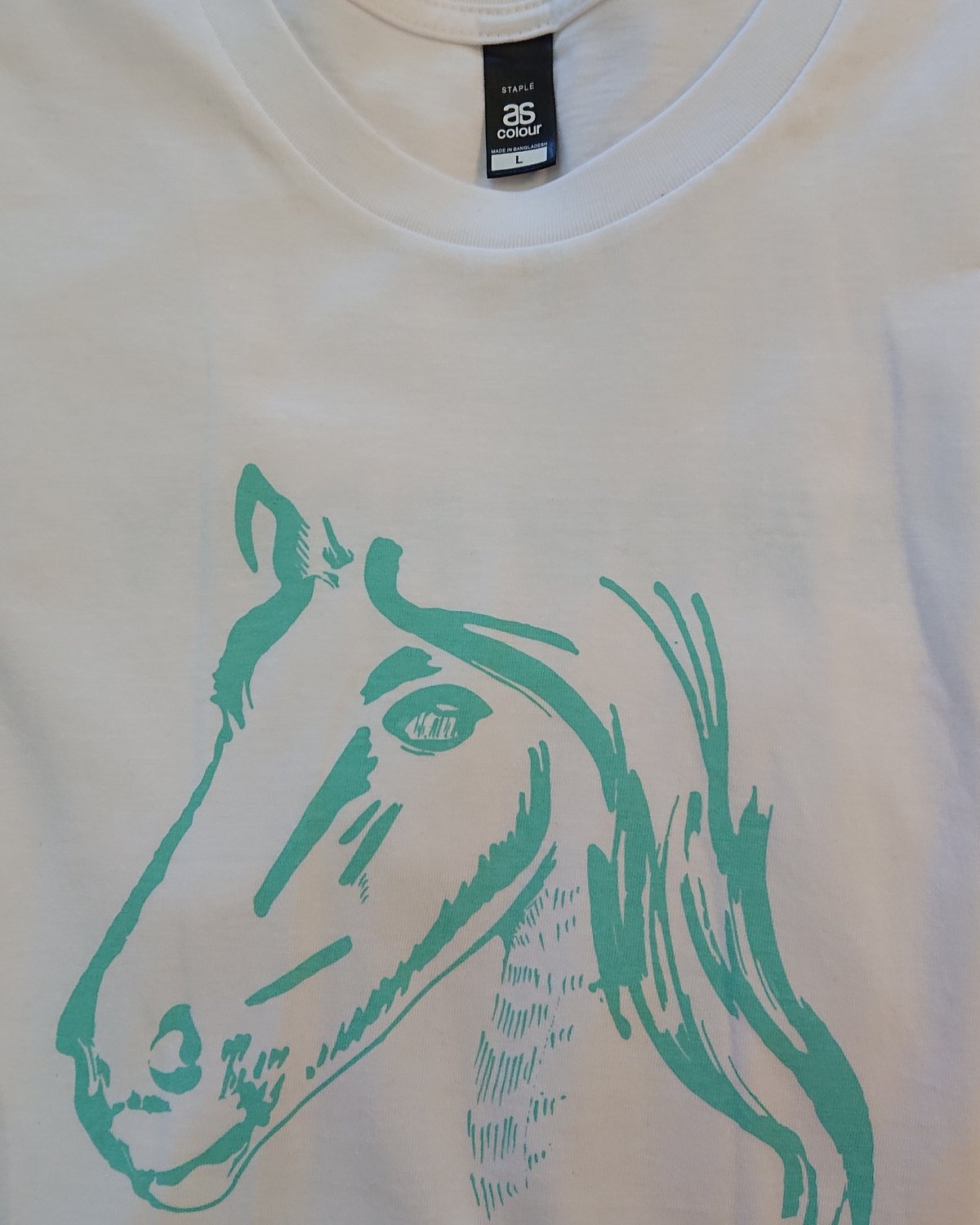Show Ponies T-shirt - White and Teal - Large