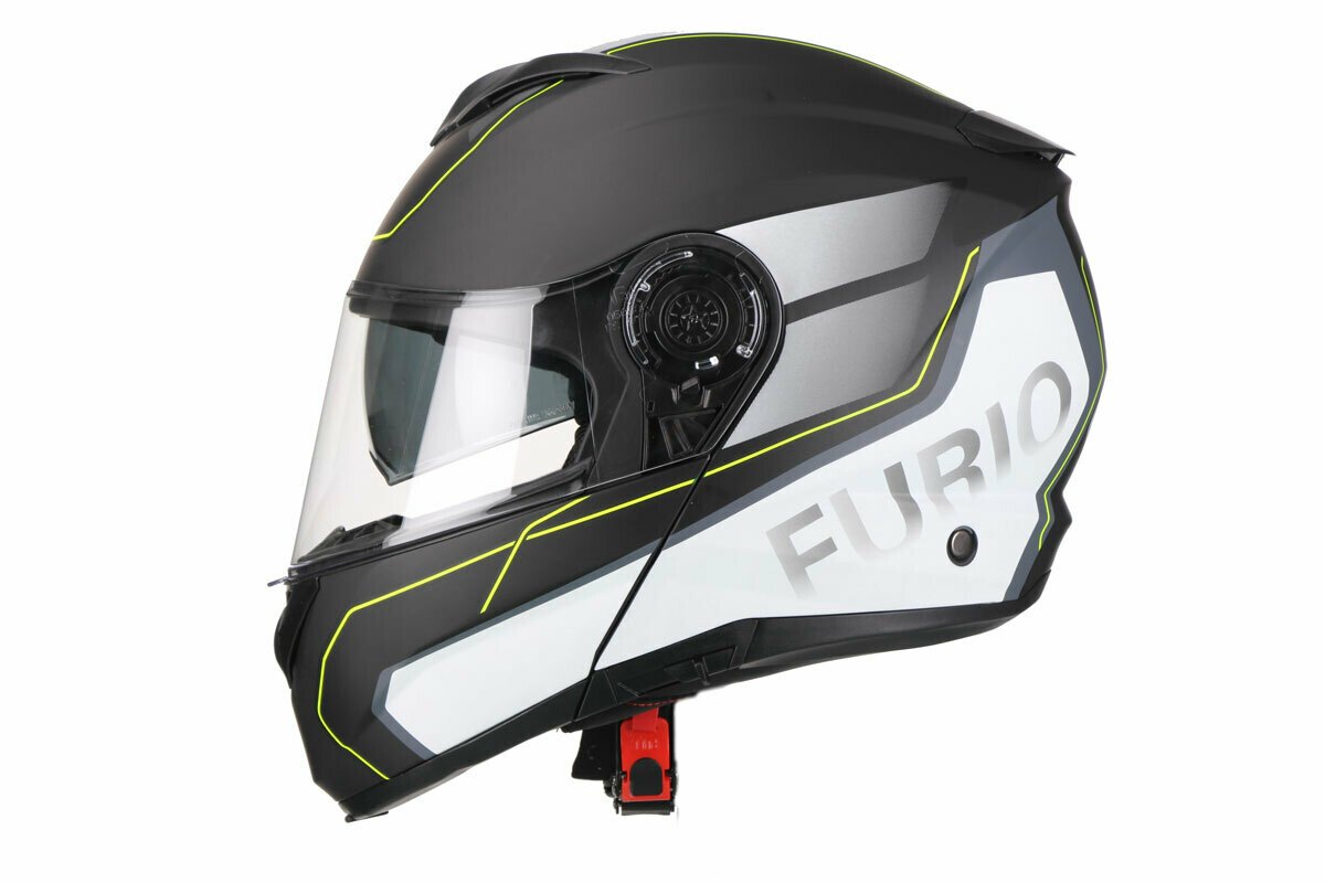 Klapphelm Furio matt schwarz, weiss, gelb