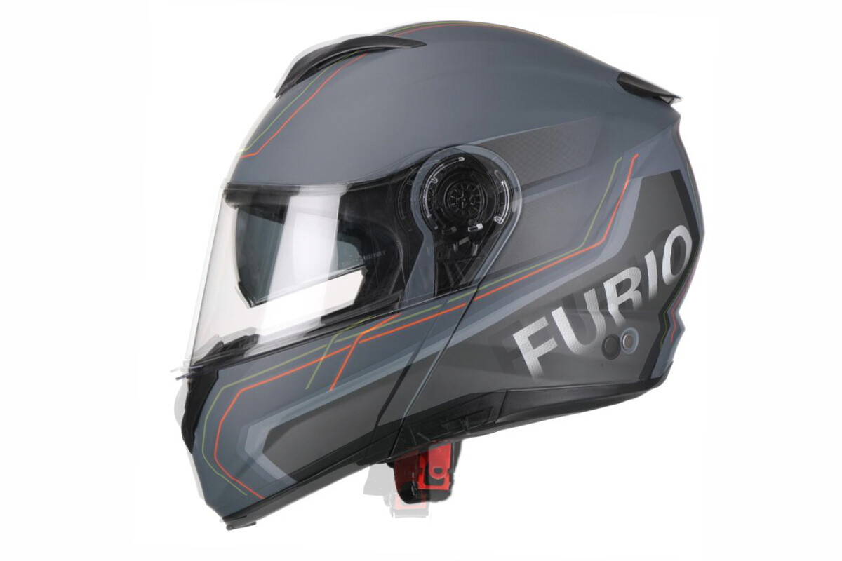 Klapphelm Furio matt grau-rot