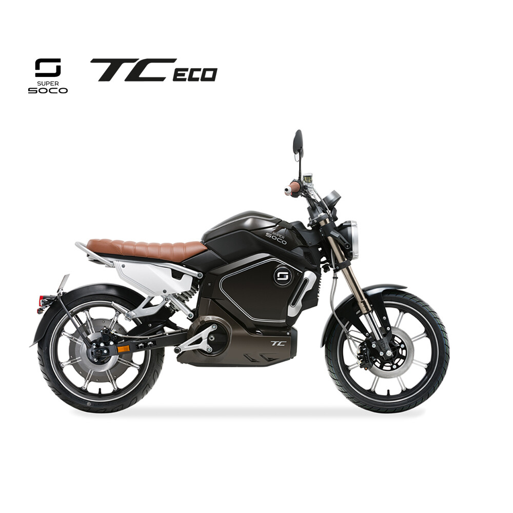 Seitenansicht des Super Soco CUx in Grau-Metallic; eleganter E-Scooter für die Stadt.