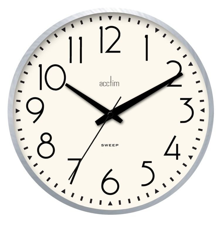 Acctim Earl  sweep wall clock shiny chrome