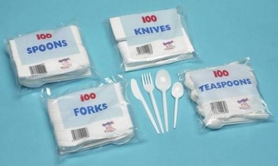 Plastic white cutlery 100pk