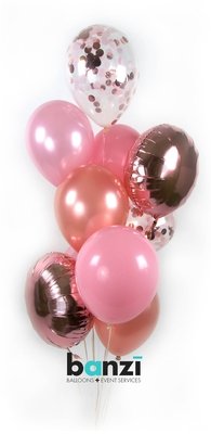 Rose Gold Pink Confetti Balloon Bouquet