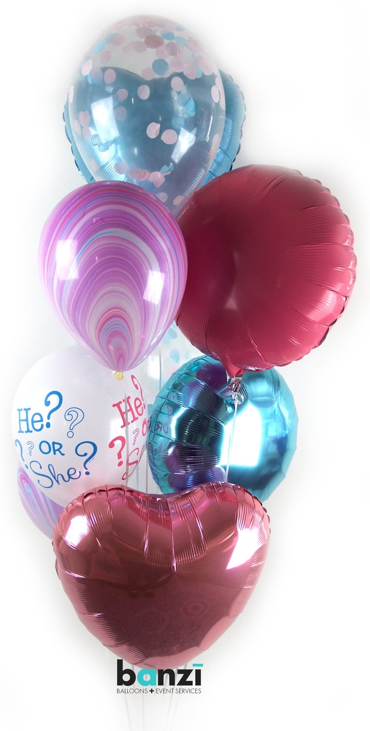 Gender Reveal Confetti Balloon Bouquet