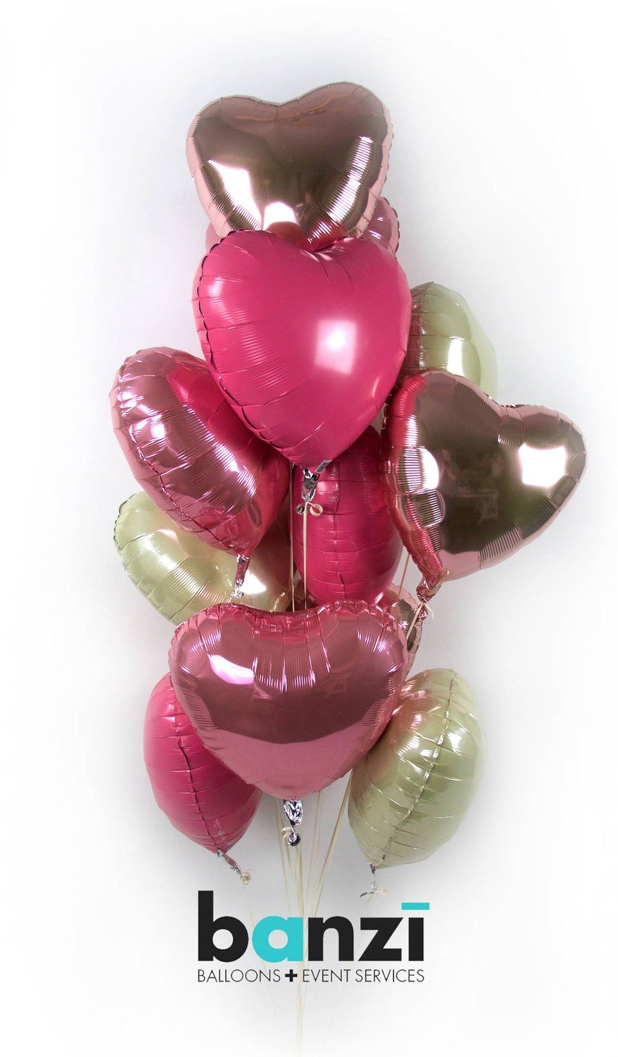 Rose Gold Pink Heart Balloon Bouquet