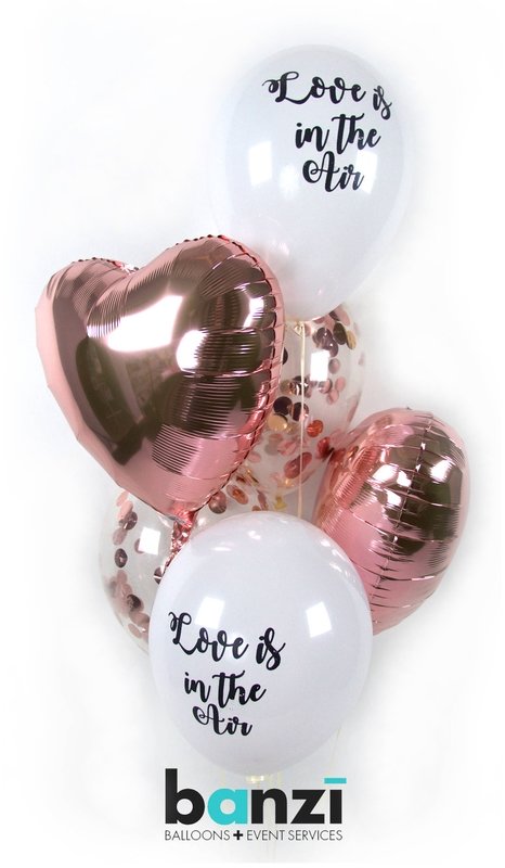 Love is in the Air Rose Gold Confetti Balloon Bouquet