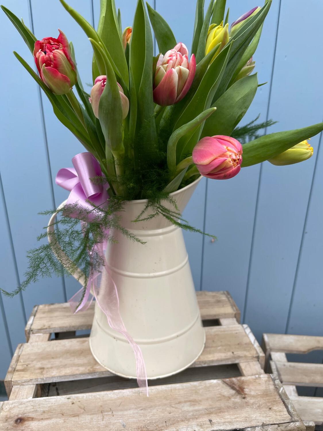 Enamel Jug with Tulips