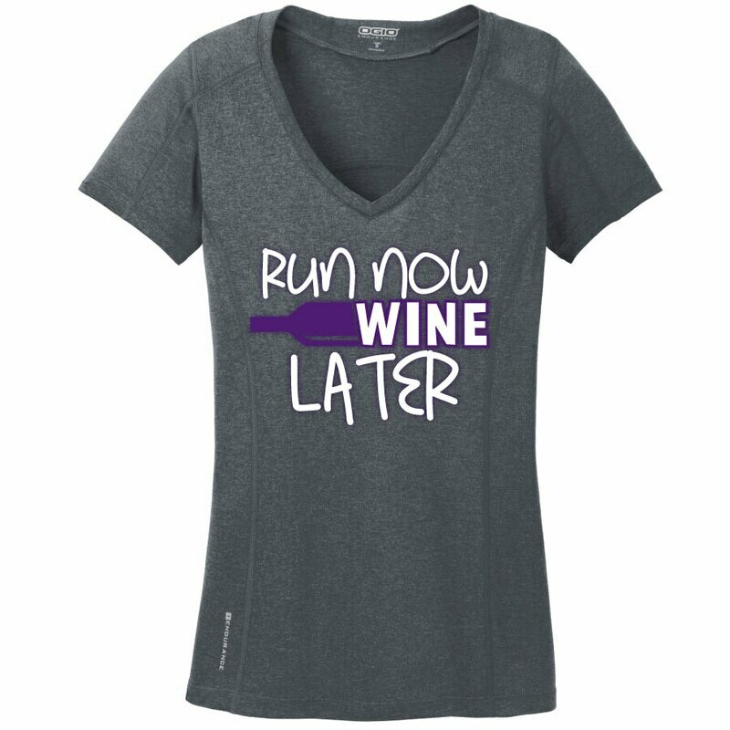 Run Paradise - Run Now Wine Later Womens V-Neck (LOE320)