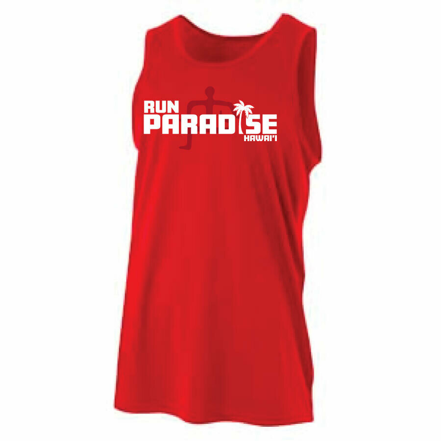 Run Paradise - Mens Muscle Tank, Color: Red