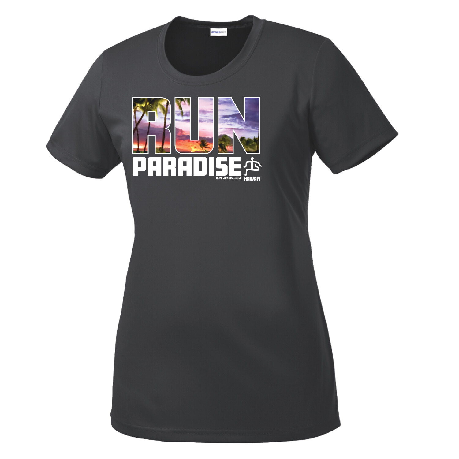 Run Paradise Womens Big Island Tee - Iron Grey (LST350)