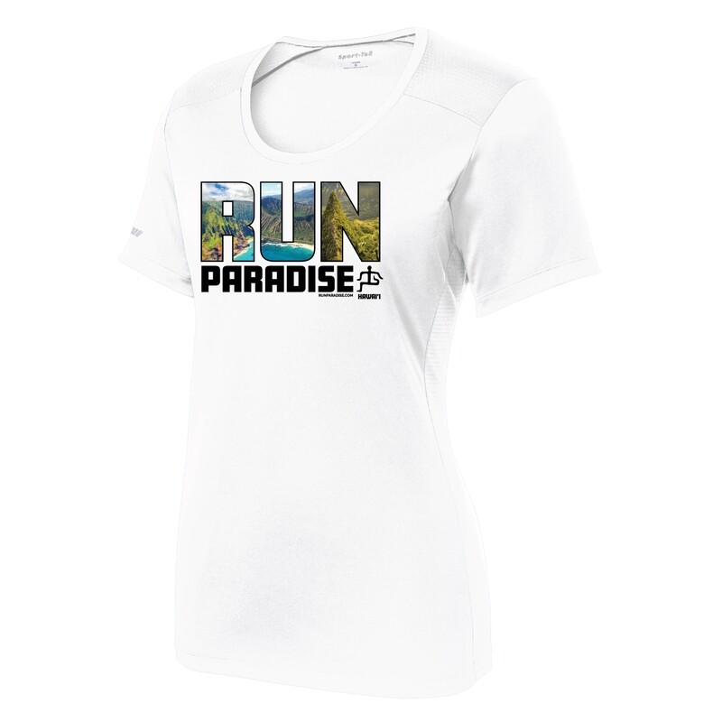 Run Paradise Womens Island Mix Tee - White (LST380)