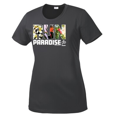 Run Paradise Womens Flowers Tee - Iron Grey (LST350)