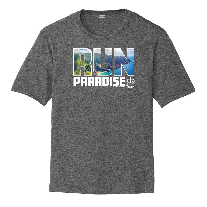 Run Paradise Mens Kauai Tee - Iron Grey Heather (ST350)