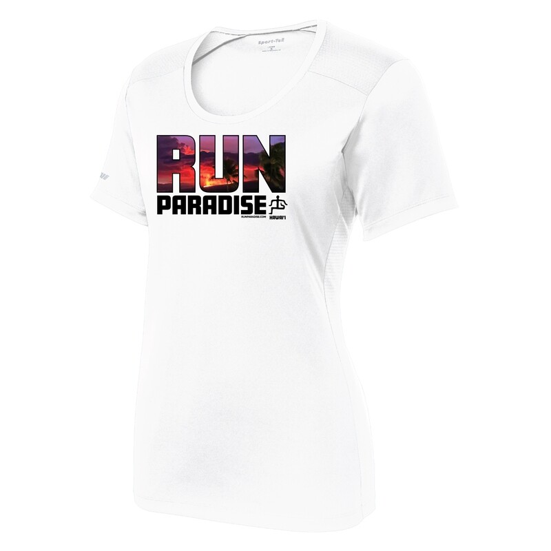Run Paradise Womens Oahu Tee - White (LST380)