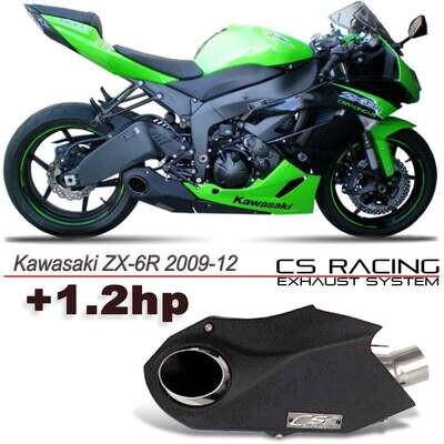 2009-12 Kawasaki Ninja ZX-6R CS Racing Slip-on Exhaust | Muffler + dB Killer (+1.2hp)