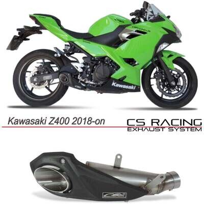 2018-on Kawasaki Z400 / Ninja 400 CS Racing Slip-on De-cat Exhaust | Muffler + dB Killer (mods required)