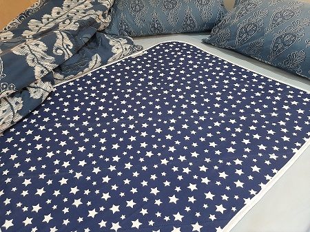 Navy Stars and Aqua Bed Time Mat