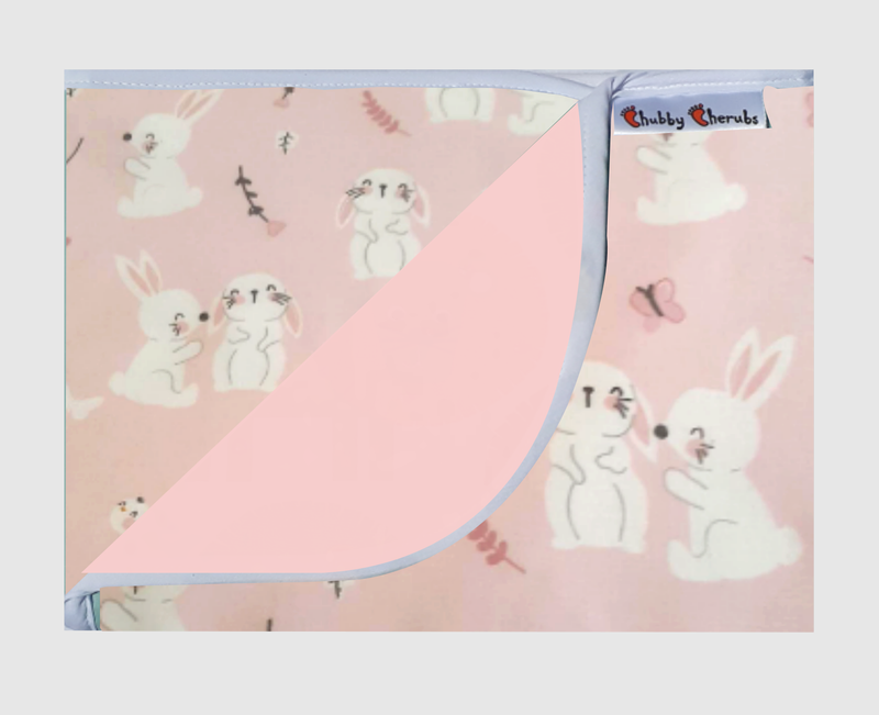 Rabbits and Pink Bed Time Mat