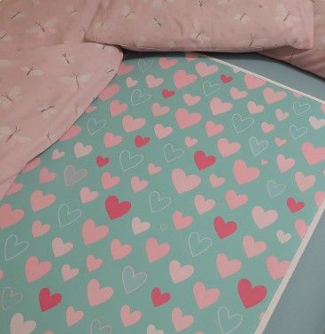 Teal Hearts Bed Time Mat
