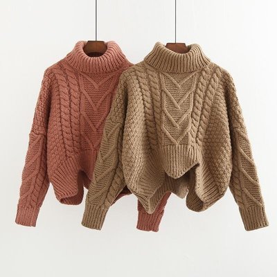 Women Sweater Chunky Jumper Cable Knitted Turtleneck Thicken Pullover Top Cashmere-like Warm