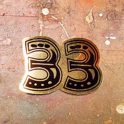 33 Gold Gloss Sticker - 3 inches