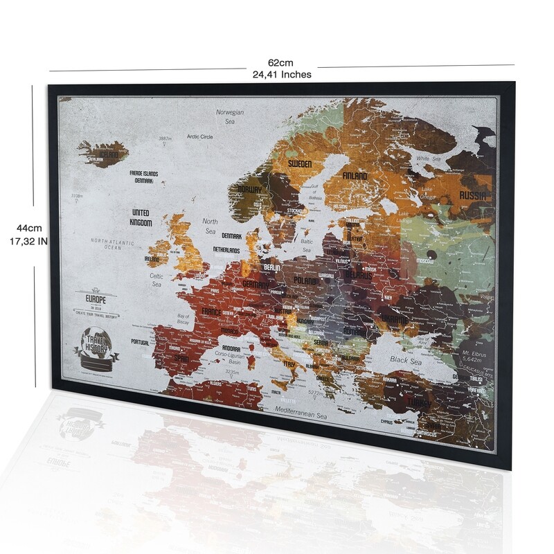 Europe Map - Push Pin Map - Europe Map Pin Board - Personalize Wedding Gift - Couple Travel Map Push Pin Map - Anniversary Gift for Him