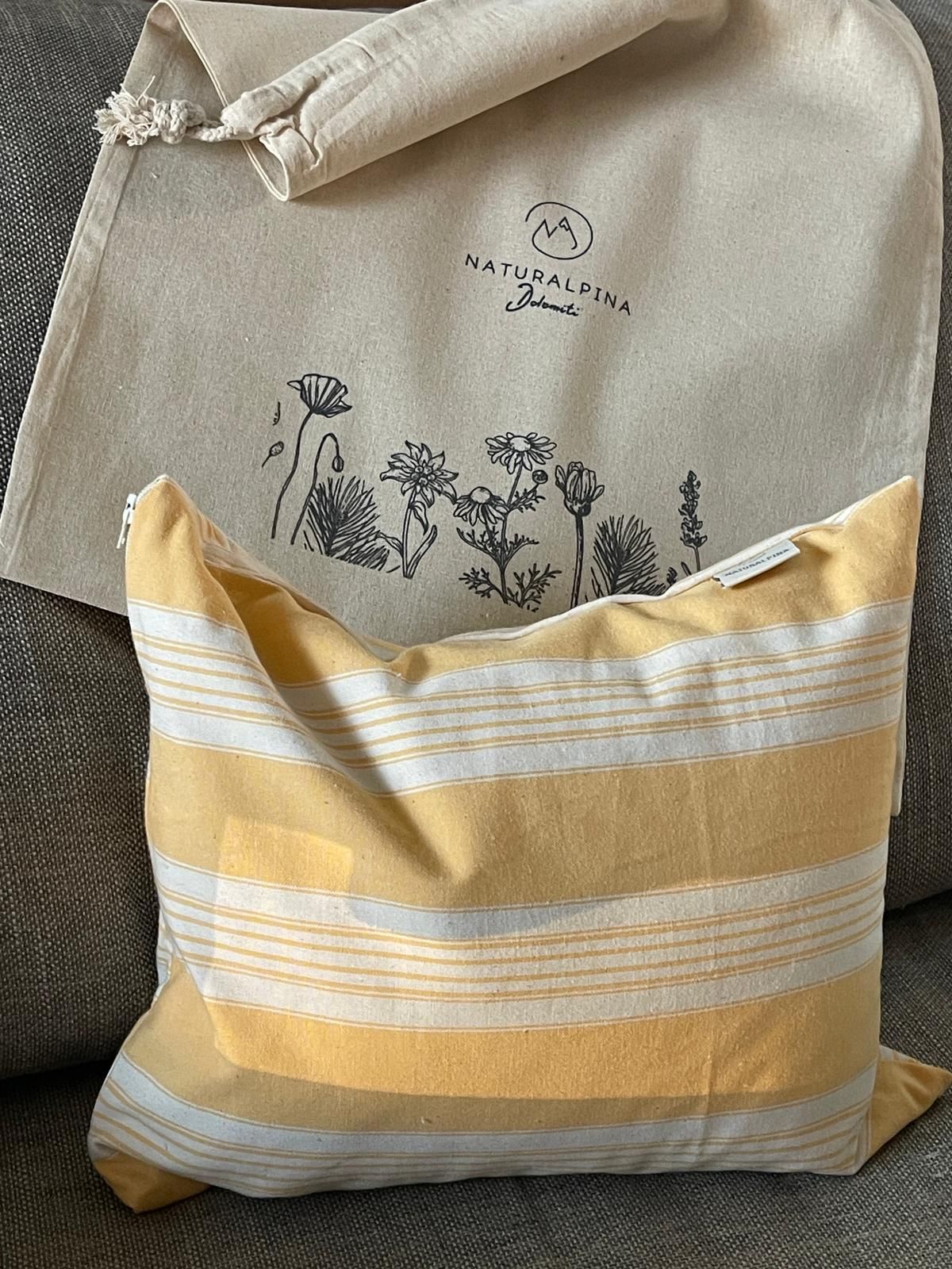 CUSCINO RELAX al Pino cembro, pula di farro, lavanda (con sacca da viaggio)