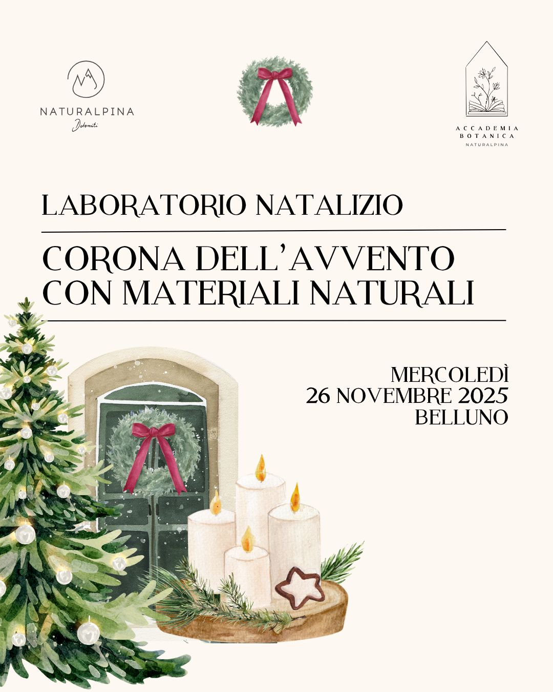 Laboratorio natalizio: CORONA D'AVVENTO con materiali naturali