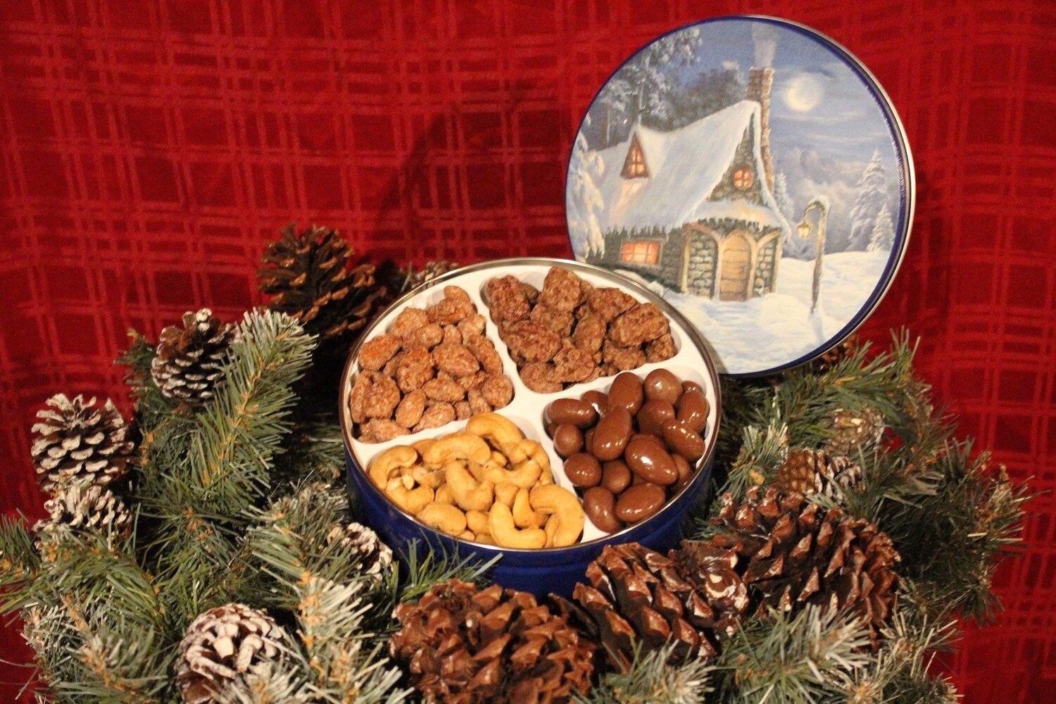 Christmas holiday 4-way tin