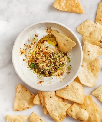 Toasted pitta and dukkah with olive oil