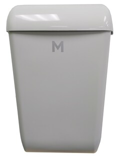 Matthews CLEAN White Rubbish Bin, 42 Litres, Wall Mounted or Free Standing, Hidden Lid Included