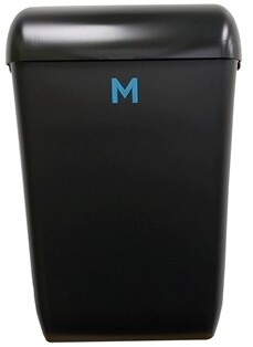 Matthews CLEAN Black Rubbish Bin, 42 Litres, Wall Mounted or Free Standing, Hidden Lid Included