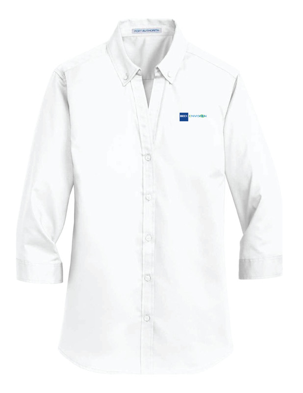 Beck-Envision Women's 3/4 Sleeve Button Down: L665 Port Authority® Ladies 3/4-Sleeve SuperPro™ Twill Shirt