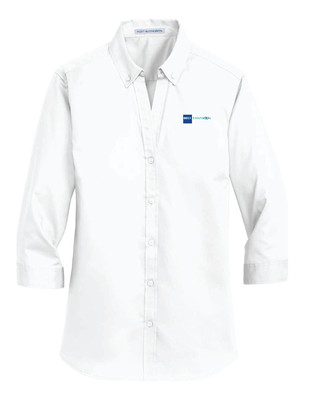 Beck-Envision Women's 3/4 Sleeve Button Down: L665 Port Authority® Ladies 3/4-Sleeve SuperPro™ Twill Shirt