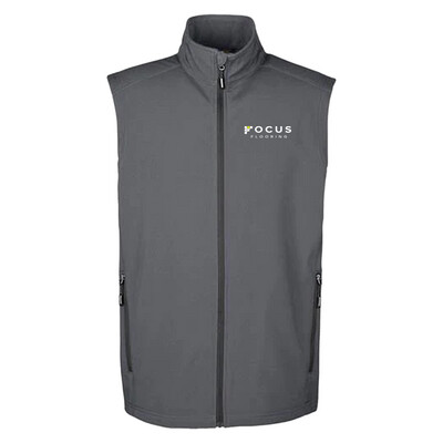 Focus Flooring Men's Vest: - Core 365 Men's Cruise Two-Layer Fleece Bonded Soft Shell Vest