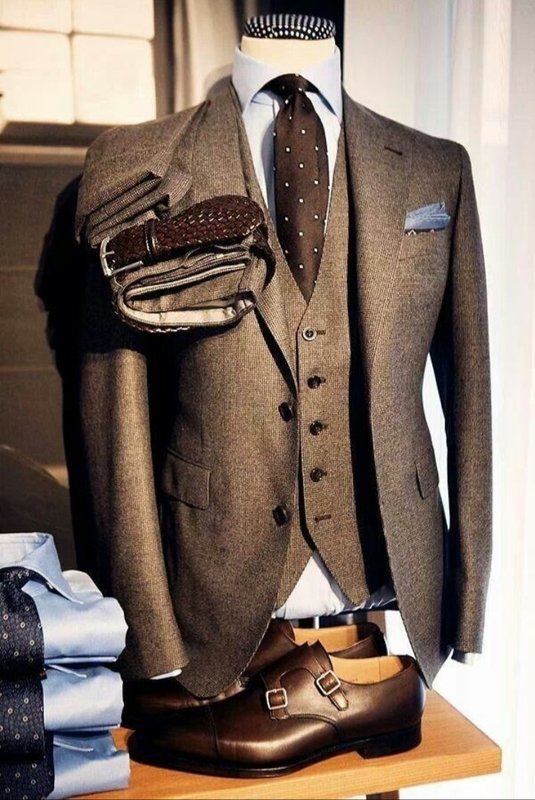 Brown MEN coat shirt Shoes