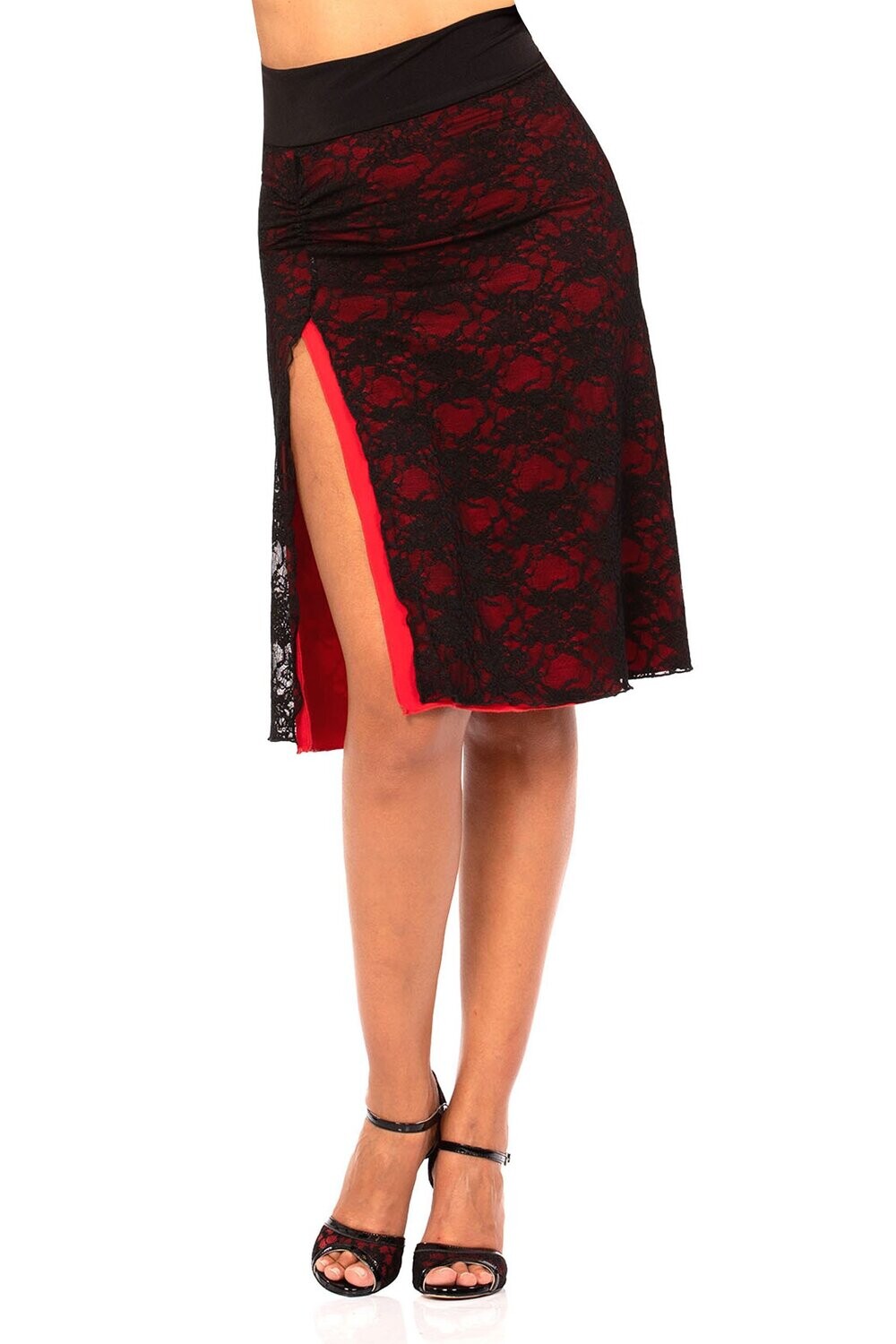 GONNA TAMARA, Taglia: XS, Colore: Pizzo nero su fondo rosa