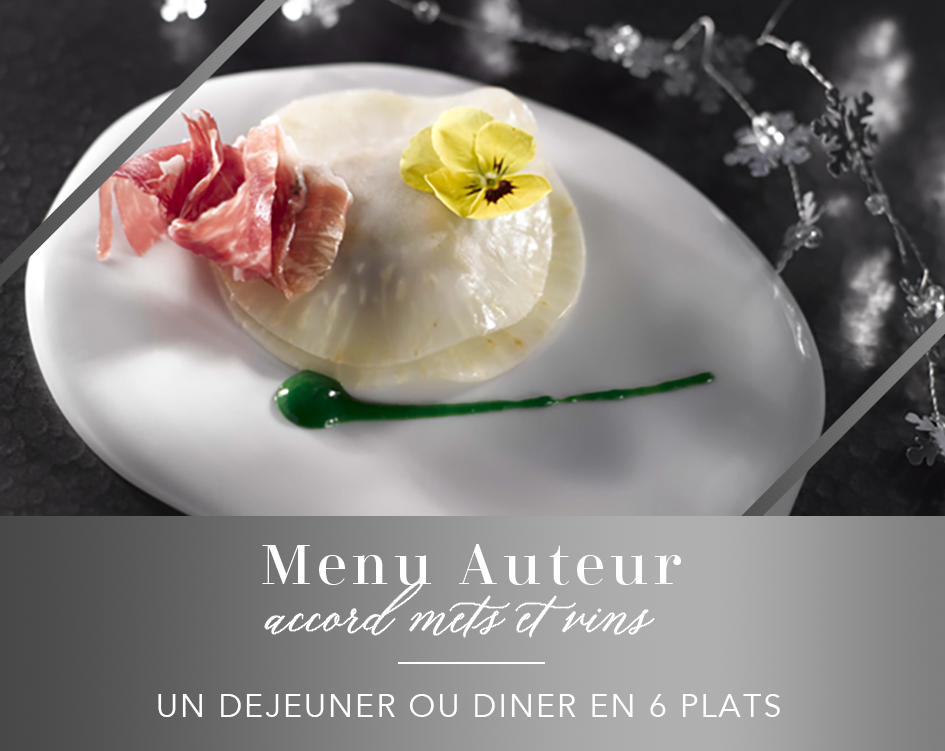 Menu Auteur / Vins: un déjeuner ou dîner en 6 plats et 4 verres de vin (pour 2 personnes)