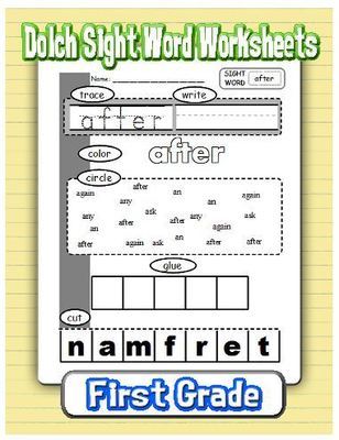 Dolch First grade - sight word worksheets