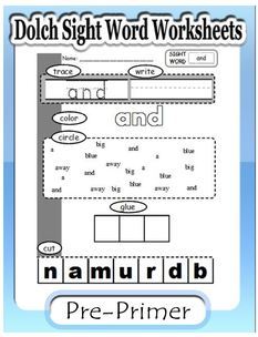 Dolch Pre-primer: Sight word worksheets