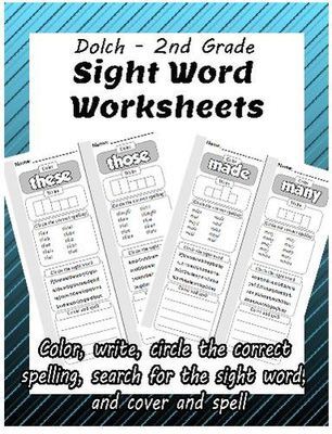 Dolch second grade - sight word worksheets