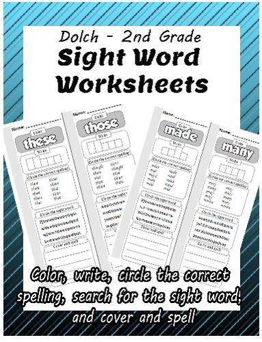 Dolch second grade - sight word worksheets
