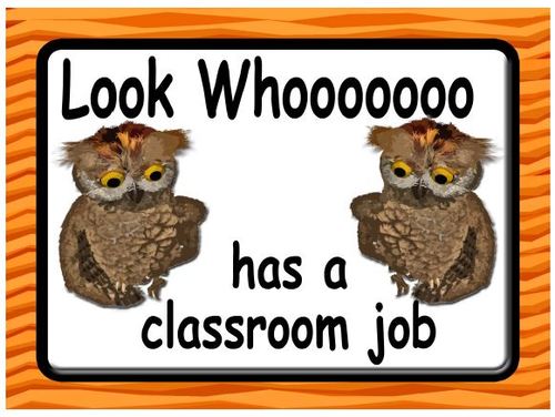 Owl Themed Classroom job Labels